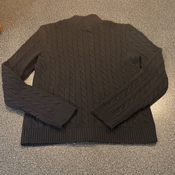 Lauren Ralph Lauren Black Cable-Knit Zip-Up Sweater - size Large - Picture 5 of 5